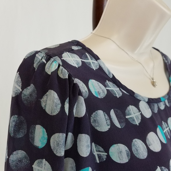 Anthropologie Moonphase silk blouse cutout blue S - Picture 6 of 8